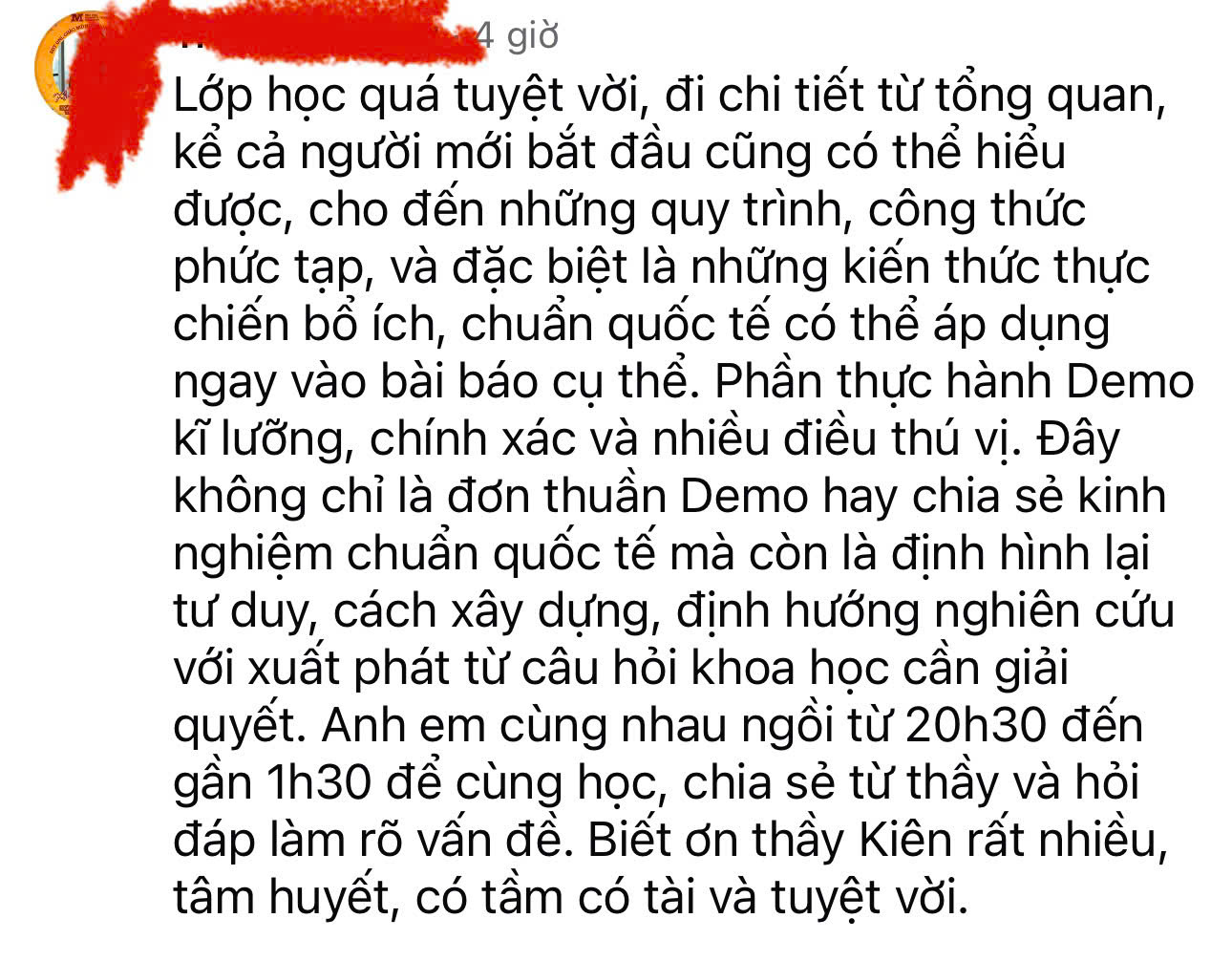 Phản hồi học viên: kiến thức thực chiến áp dụng ngay vào bài báo