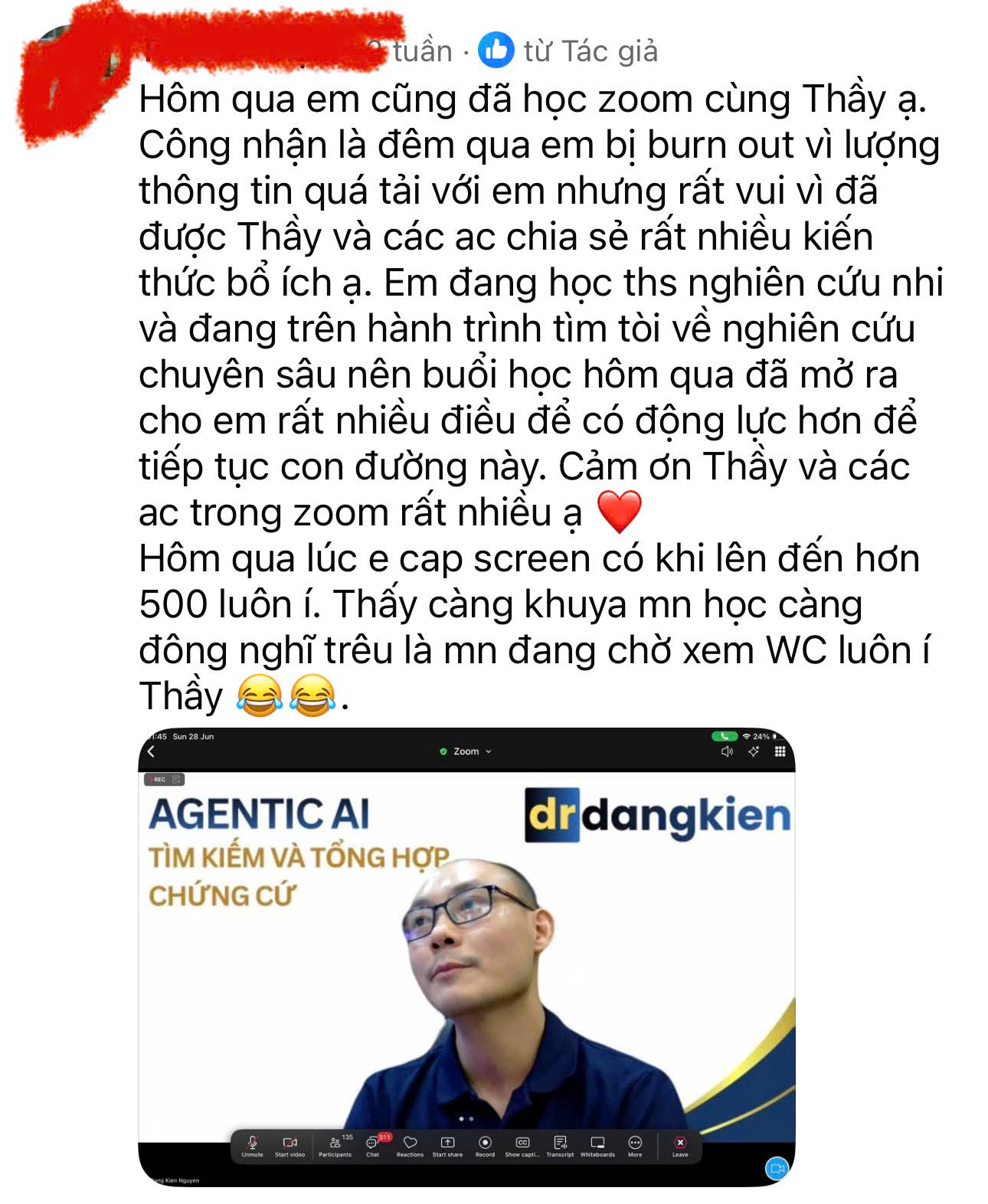 Phản hồi học viên: buổi học mở ra hướng nghiên cứu chuyên sâu
