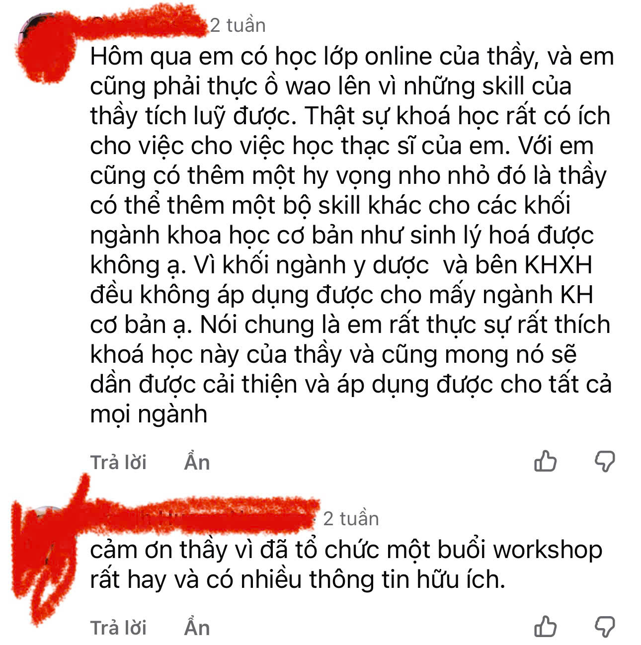 Phản hồi học viên: khóa học hữu ích cho chương trình thạc sĩ